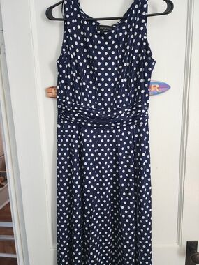 Perceptions Navy and White Polka Dot Maxi Dress